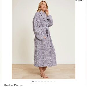 Barefoot Dreams CozyChic Knit Adult Robe Heathered Graphite White Unisex, Size 1